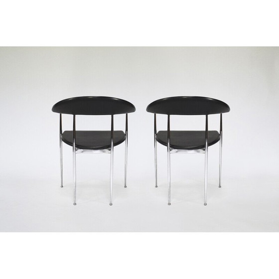 Image 1 of Pair of vintage armchairs in chromed steel and rubber by Giancarlo Vegni for Fasem, Italy 1980