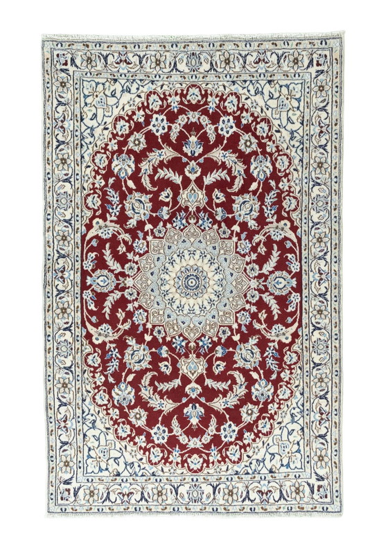 Image 1 of 155 X 98 Cm Hand-Knotted Nain 9 La Persian Rug With Silk