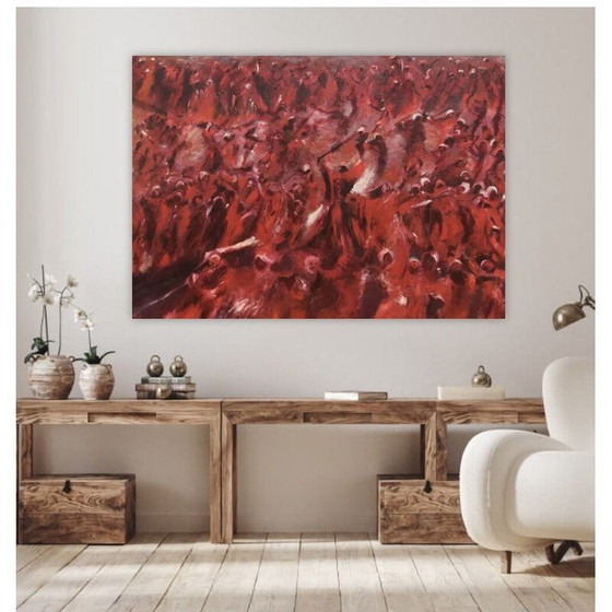 Image 1 of Vintage oil on canvas "The song of the Amazons" by Elodie Huré