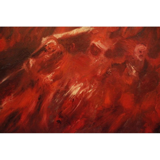 Image 1 of Vintage oil on canvas "The song of the Amazons" by Elodie Huré