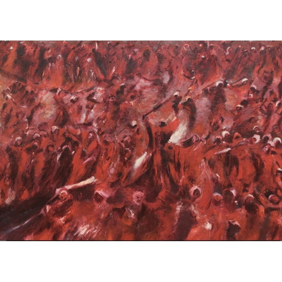 Image 1 of Vintage oil on canvas "The song of the Amazons" by Elodie Huré