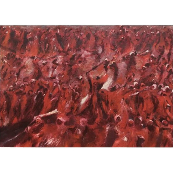 Image 1 of Vintage oil on canvas "The song of the Amazons" by Elodie Huré