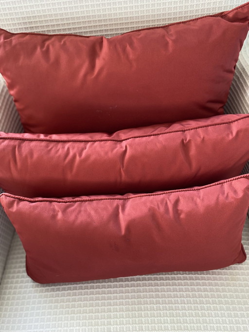 5x Silk Decorative Pillows In Different Sizes