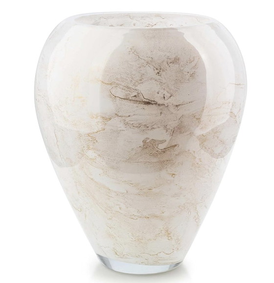 Image 1 of Vase - Verre Blanc Soufflé À La Bouche