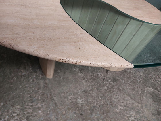 Image 1 of Traventin ovale coffee table 