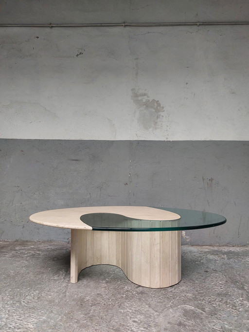 Traventin ovale coffee table 