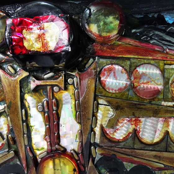 Image 1 of Vintage painting "Icarus" in paint, metal, plastic and wood by Horst Rumstedt, 1921s