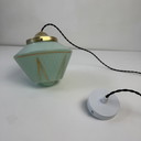 Antique Blue-Green Hanging Lamp Vintage 1950