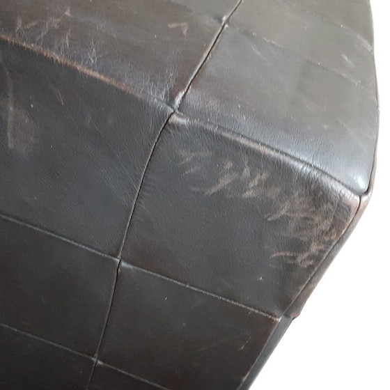 Image 1 of Mid-Century Leather Patchwork Ottoman