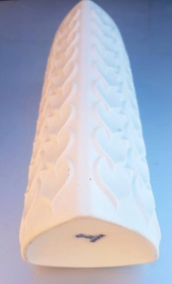 Image 1 of Triangle White Biscuit Vase With Heart Decor From Kaiser, 1970S