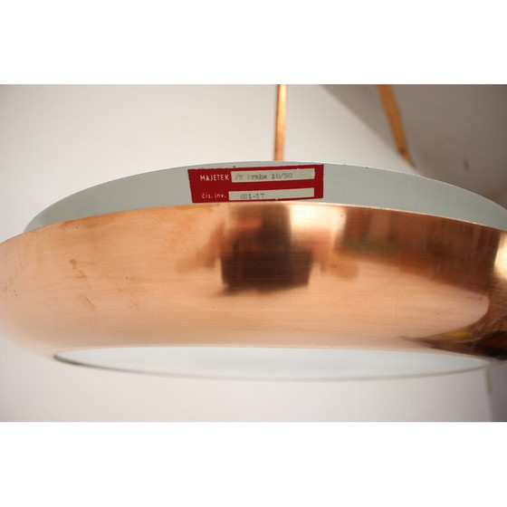 Image 1 of Vintage UFO chandelier in metal and copper by Josef Hurka for Napako, Czechoslovakia 1930