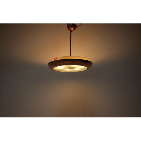 Image 1 of Vintage UFO chandelier in metal and copper by Josef Hurka for Napako, Czechoslovakia 1930