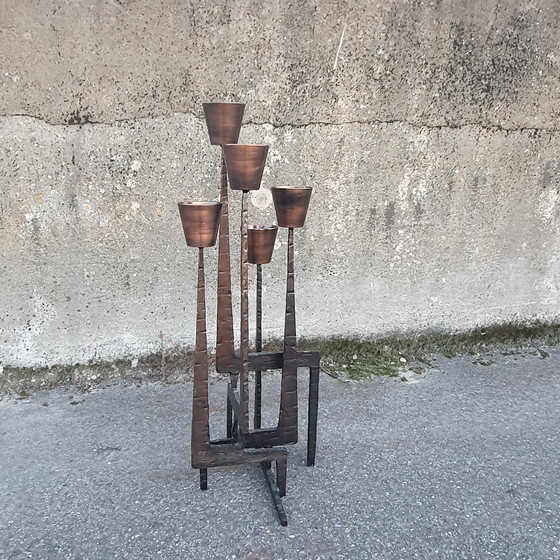 Image 1 of Brutalist metal XL candlestick