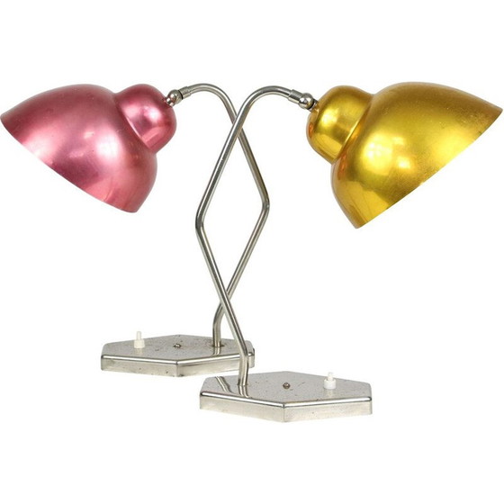 Image 1 of Pair of vintage aluminum and chrome table lamps