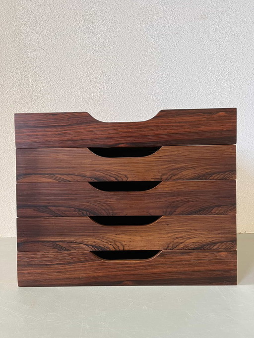 3x Bacs de rangement vintage en bois de rose - Organisateurs