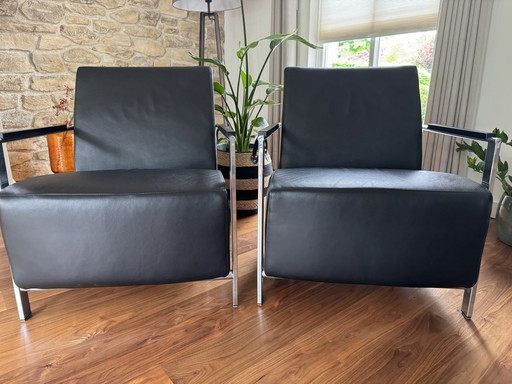 2x fauteuils Harvink Alowa en cuir noir