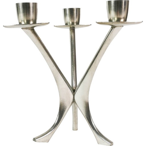 Vintage pewter table candlestick for Brodene Mylius, Norway 1960s