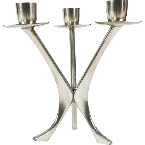 Image 1 of Vintage pewter table candlestick for Brodene Mylius, Norway 1960s