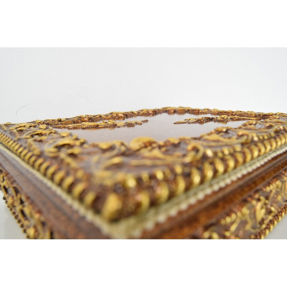 Image 1 of Joyero de madera y tela de mediados de siglo, Checoslovaquia, década de 1960