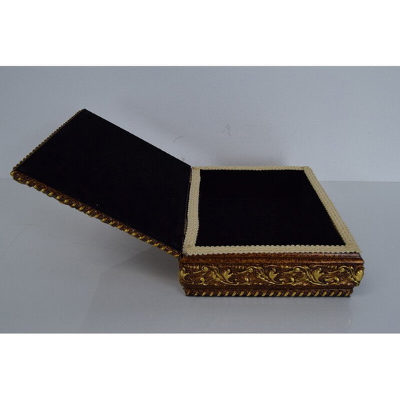 Image 1 of Joyero de madera y tela de mediados de siglo, Checoslovaquia, década de 1960