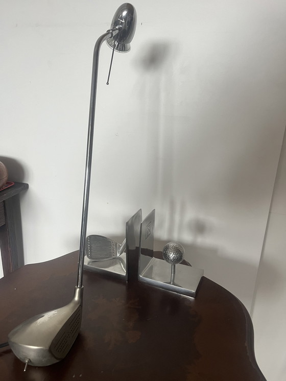 Image 1 of Buro set Golf Club design lamp and bookends