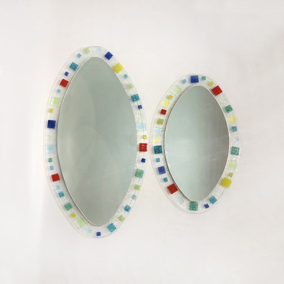 Image 1 of Vintage oval Murano glass wall mirror, 1970