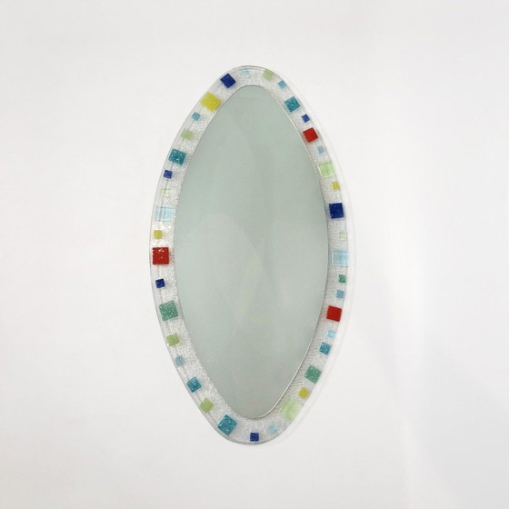 Image 1 of Vintage oval Murano glass wall mirror, 1970