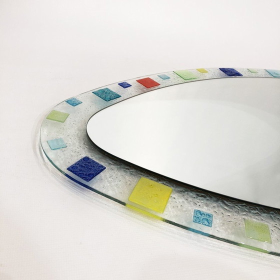 Image 1 of Vintage oval Murano glass wall mirror, 1970