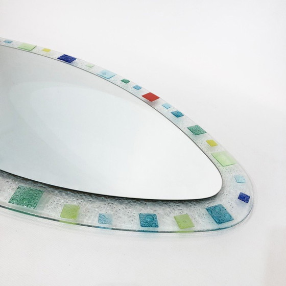 Image 1 of Vintage oval Murano glass wall mirror, 1970