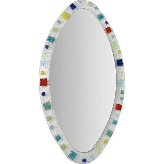 Image 1 of Vintage oval Murano glass wall mirror, 1970