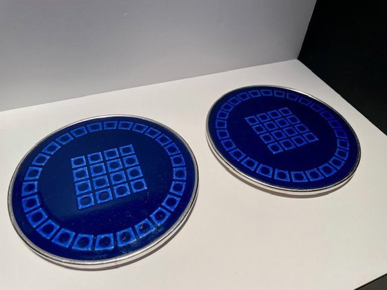 Image 1 of Silit Vintage / Retro Design Coasters Enamel (2 St/Pcs)