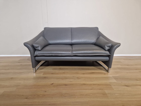 Image 1 of 2x Leolux Enora 3+2 seater Sofa Set Gray Leather Design