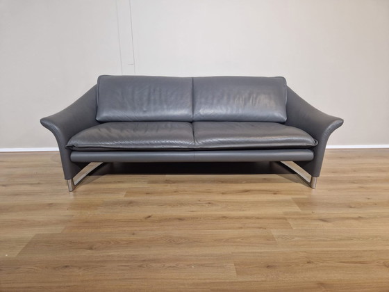 Image 1 of 2x Leolux Enora 3+2 seater Sofa Set Gray Leather Design