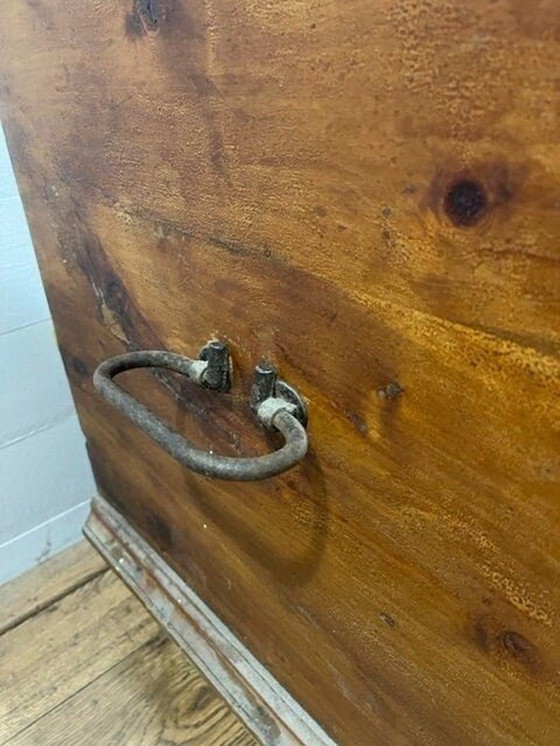 Image 1 of 19th-century hardwood carved/carved blanket chest with drawer ca 1870