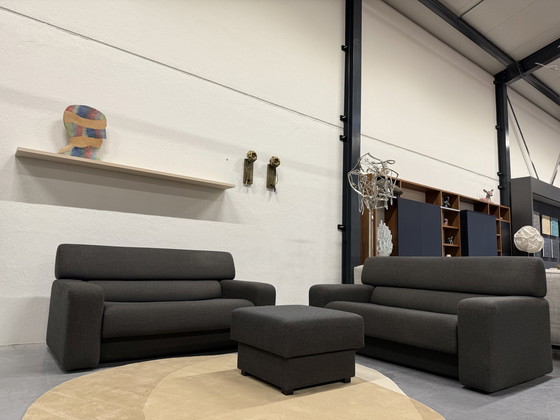 Image 1 of Gelderland 6441 Divano + Pouf Tessuto Dune Marrone Nero