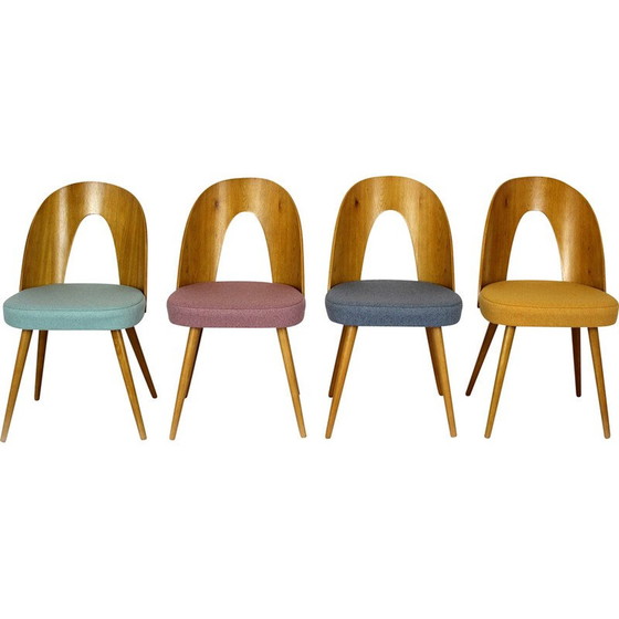 Image 1 of Set of 4 vintage beech wood dining room chairs by Antonin Suman, 1960