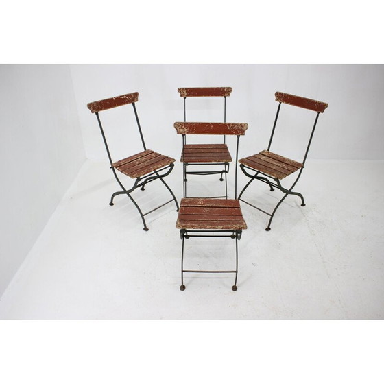 Image 1 of Set of 4 vintage folding garden chairs, Czechoslovakia 1920s