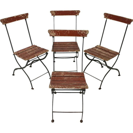 Image 1 of Set of 4 vintage folding garden chairs, Czechoslovakia 1920s
