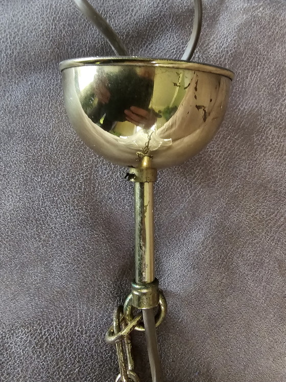 Image 1 of Lampe suspendue vintage avec abat-jour en verre