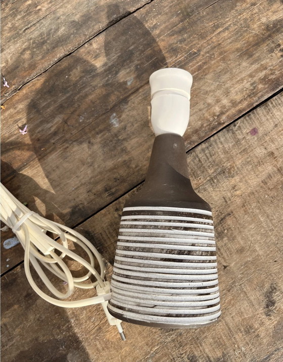 Image 1 of Stonewar Table Lamp Relief, Scandinavian, Vintage Lamp Foot With White Stripe Relief, 1970S