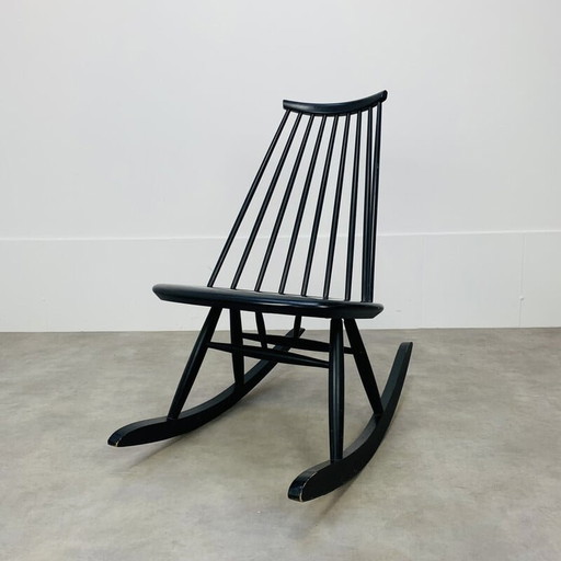 Vintage black "Mademoiselle" rocking chair by Ilmari Tapiovaara, 1960s
