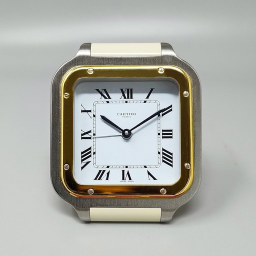 1980s Gorgeous Cartier Santos Alarm Clock Pendulette - Made in Switzerland