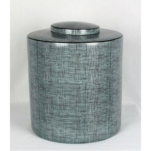 Vintage black and grey porcelain box by François Bernard, 1990