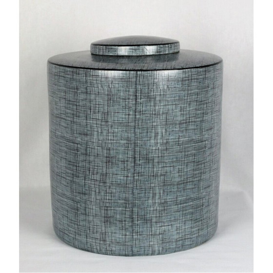 Image 1 of Vintage black and grey porcelain box by François Bernard, 1990