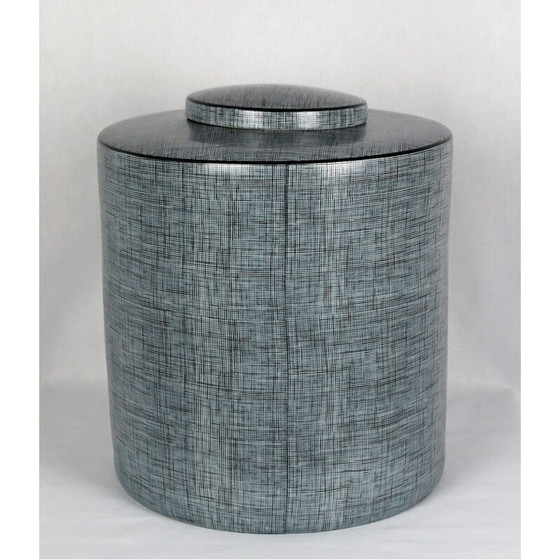 Image 1 of Vintage black and grey porcelain box by François Bernard, 1990