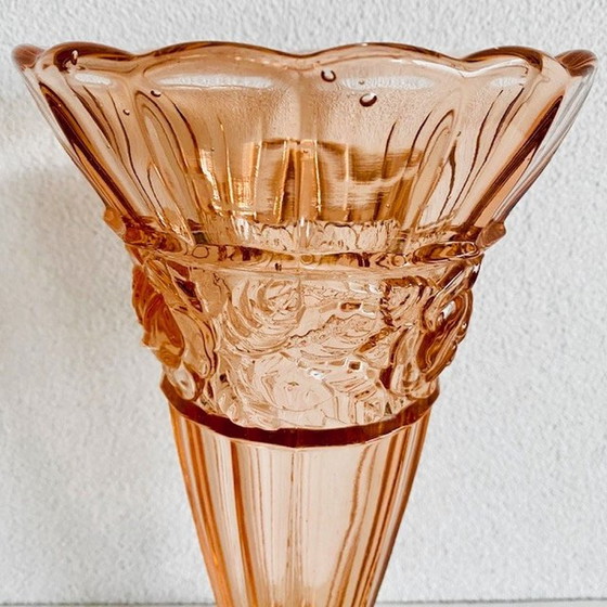 Image 1 of Scailmont vase rosaline glass 1930's art deco