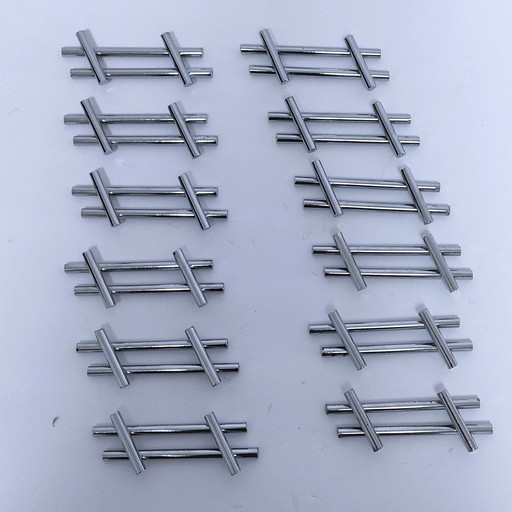 Twelve Chrome Metal Knife Racks 70s Design