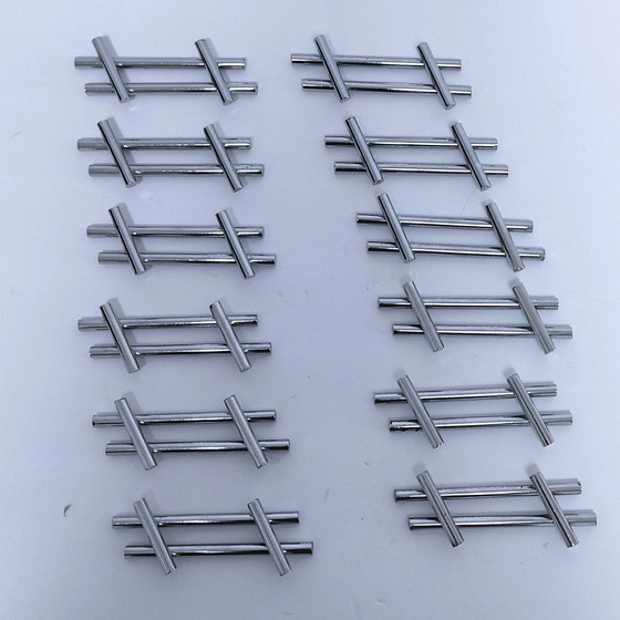 Image 1 of Twelve Chrome Metal Knife Racks 70s Design