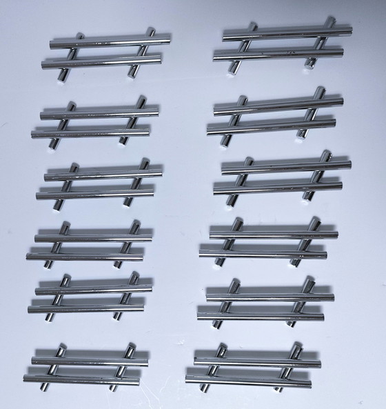 Image 1 of Twelve Chrome Metal Knife Racks 70s Design