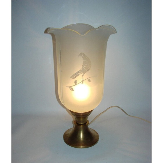 Image 1 of Lampada vintage in ottone e vetro smerigliato, 1940